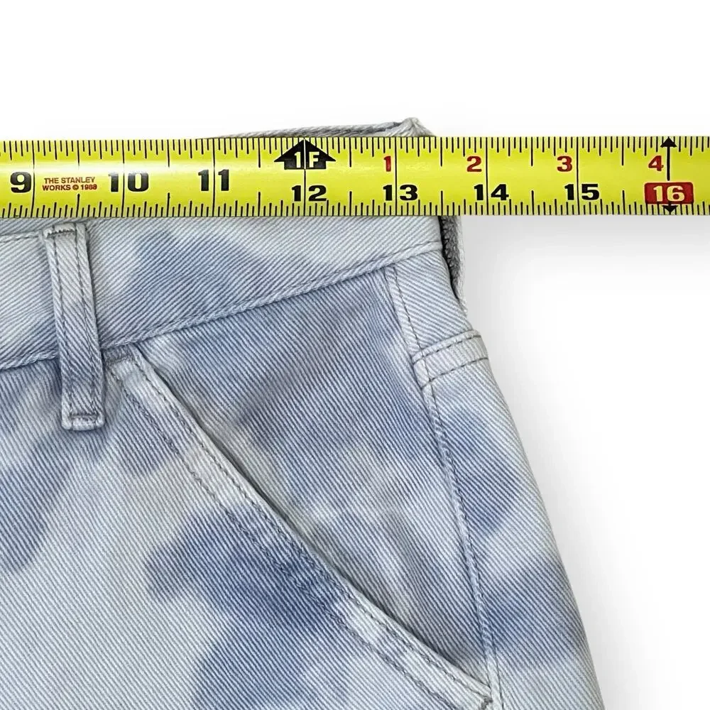PacSun Mom Shorts 26 Tie Dye Denim Blue White Festival Boho Coastal Cowgirl